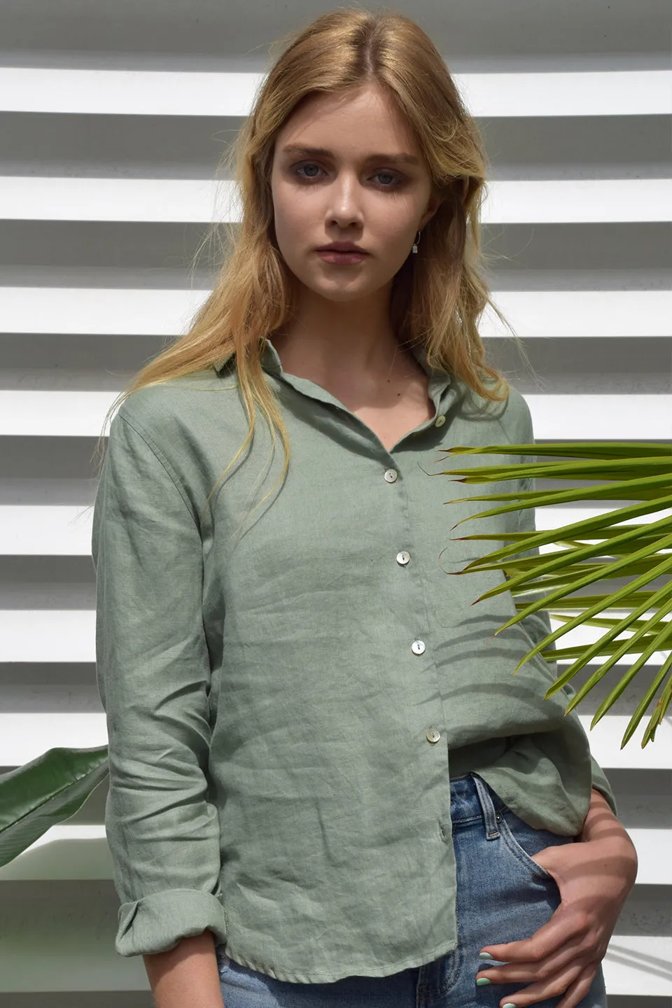 Ultimate Sea Green LS Linen Shirt