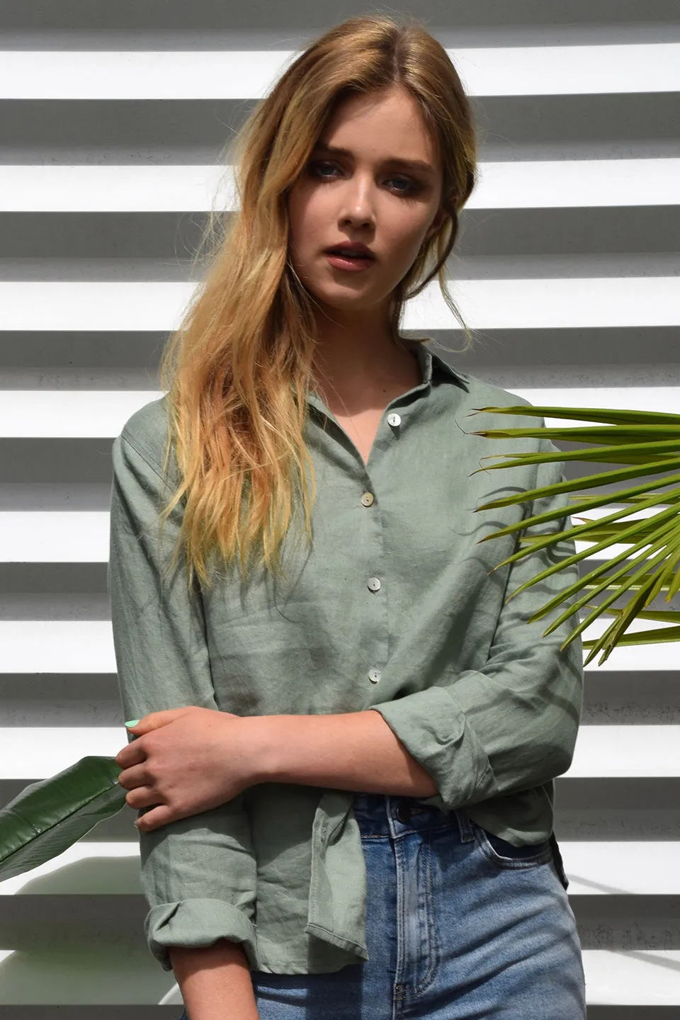 Ultimate Sea Green LS Linen Shirt