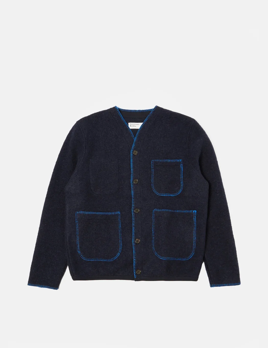 Universal Works Blanket Cardigan (Wool) - Navy Blue