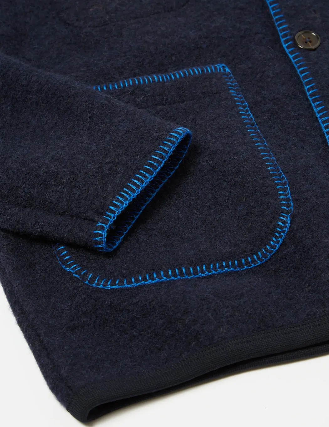 Universal Works Blanket Cardigan (Wool) - Navy Blue