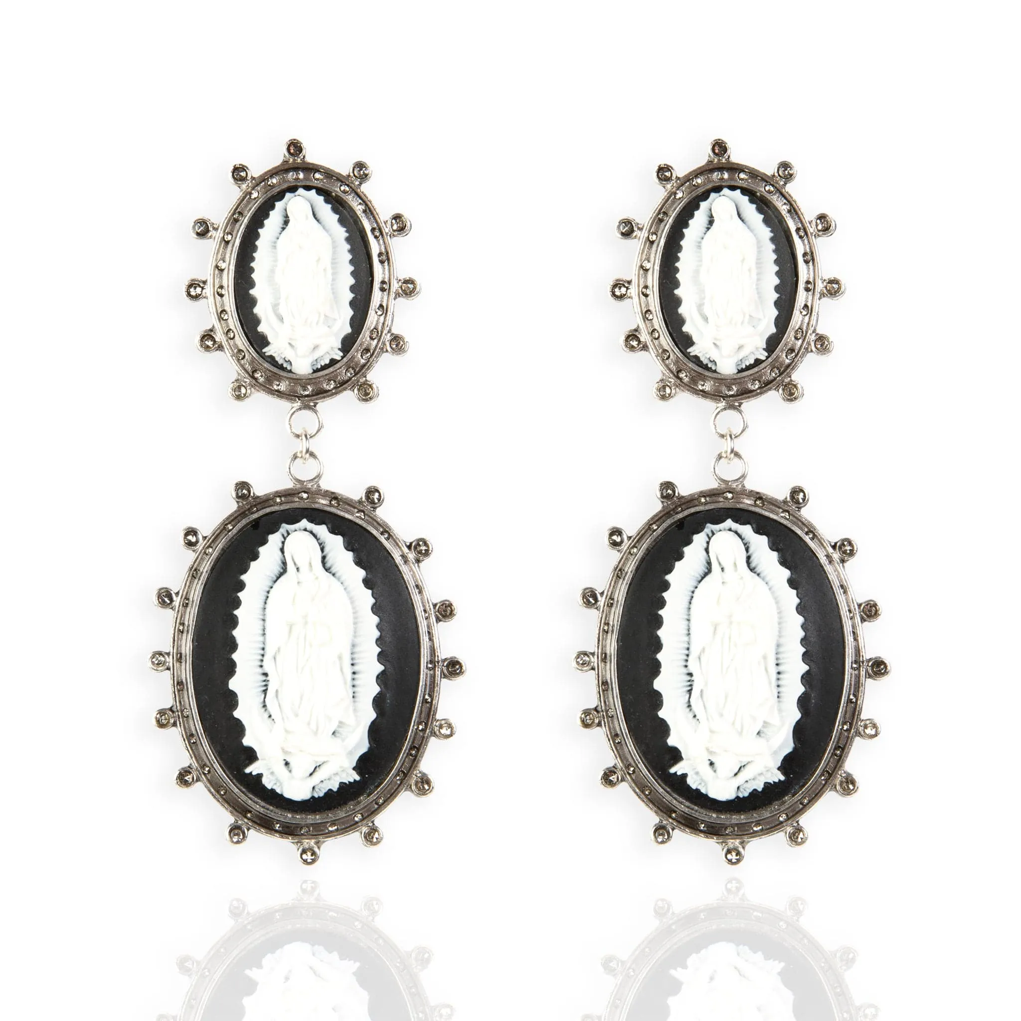 Virgin Cameo Statement Clip Earrings