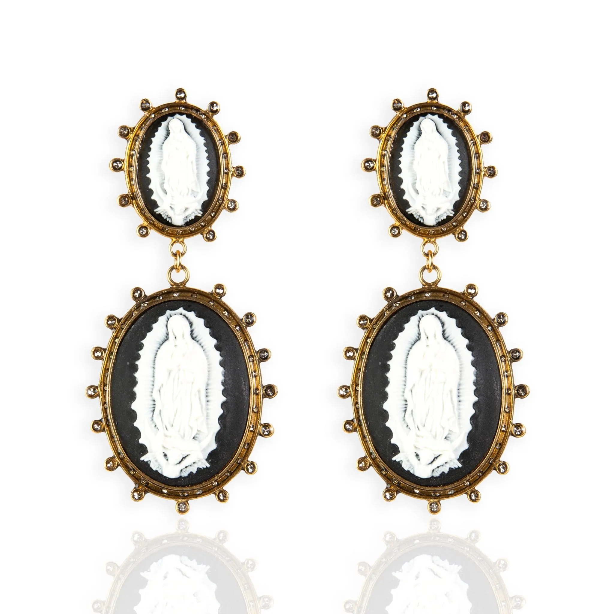 Virgin Cameo Statement Clip Earrings