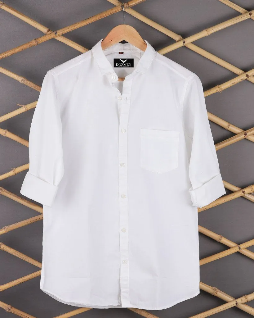 White Color Affordable Solid Cotton Shirt