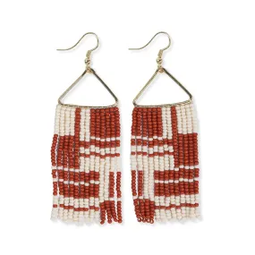 Whitney Beaded Fringe Earring, Burnt Orange | Ink   Alloy