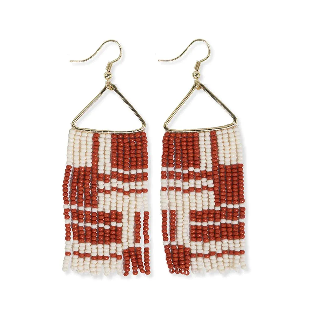 Whitney Beaded Fringe Earring, Burnt Orange | Ink   Alloy