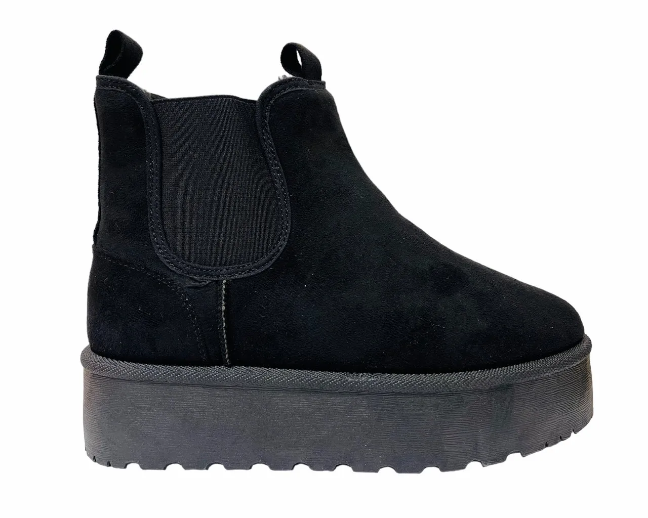 Women's Faux Suede Fur Platform Chelsea Boots