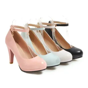 Women's Pointed Toe Ankle Strap Pumps High Heels Shoes