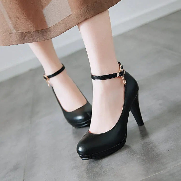 Women's Pointed Toe Ankle Strap Pumps High Heels Shoes