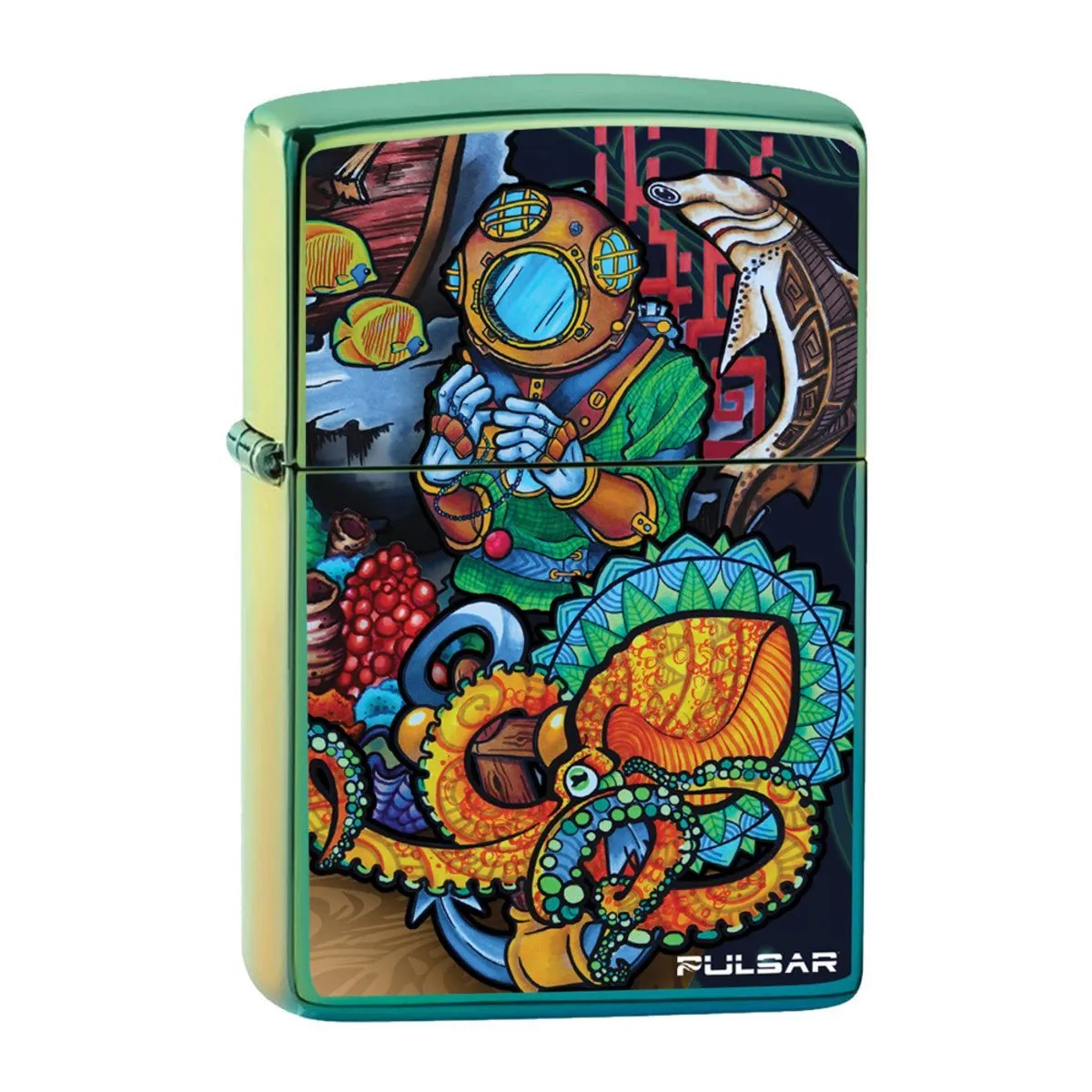 Zippo Lighter - Pulsar Psychedelic Ocean - Polished Teal